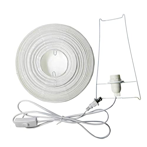 Bedside Table Lamp Paper And Chrome Standing Lamp Room Decoration Festival Lantern Light Nightstand Desk Lamp Bedroom Dresser Living Kids Room College Dorm Coffee (White) #TOP4