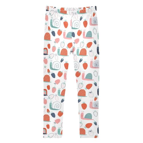 Girls Leggings Soft Toddler Ankle Length Bottoms Snails Strawberries Kids Dance Yoga Pants 4-10 Years