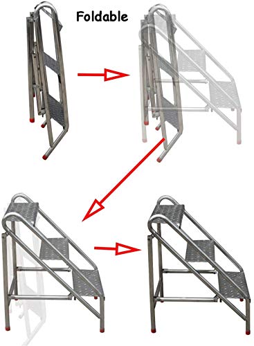 Escabeau en acier inoxydable 4 marches stable de qualité industrielle durable - 5