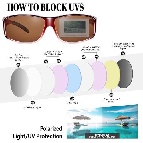 Image of Polarized Sunglasses Fit Over Glasses for Men Women | Wrap Around Sun Glasses for Driving Fishing UV400 Protection