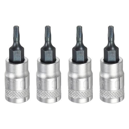 Image of sourcing map 4Pcs Torx Bit Socket 1/4" Drive T10 S2 Steel Star Head Screwdriver Drill Bits CR-V Steel Socket Adapter for Home Auto Axle Hex Nuts Bolts Repair