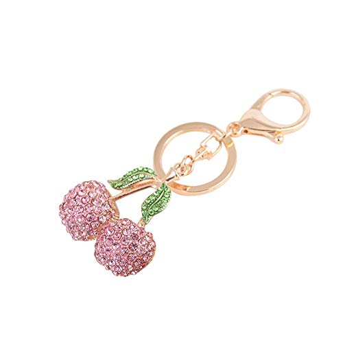 Preisvergleich Produktbild Ogquaton Schöne Kirsche anhänger schlüsselanhänger Strass hangings schlüsselbund Ring Tasche dekor Geschenk rosa kreativ und nützlich