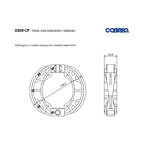 Sapata de Freio para Motos Dianteiro/Traseiro Cobreq - 0304-CP