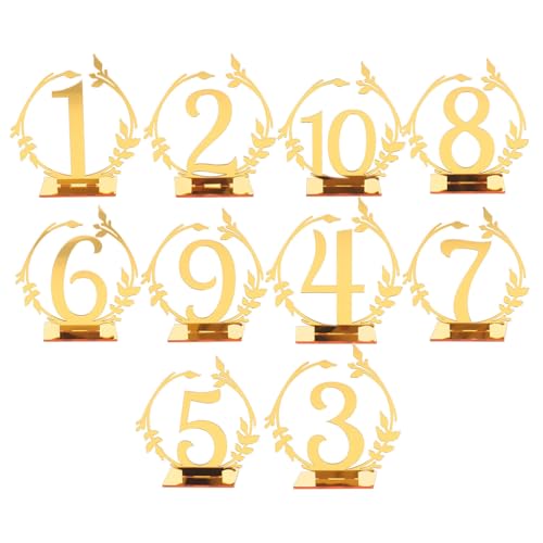 Números de mesa de acrílico dorados de alta calidad, etiquetas redondas de gala