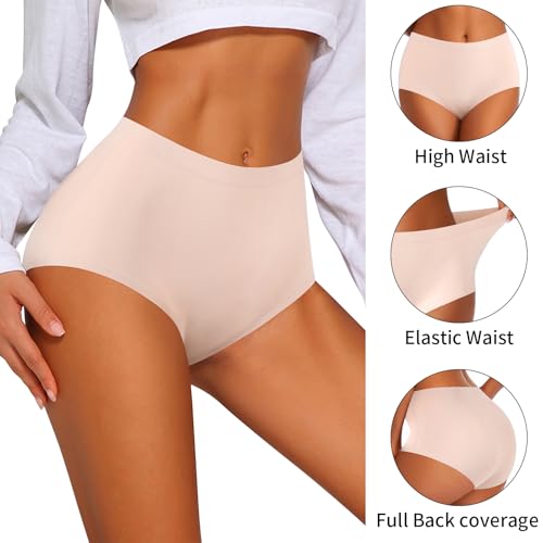 Image of Eiggam Women's Cotton Bikini Panties,High-Cut Full Coverage Stretch Cool Underwear for Women