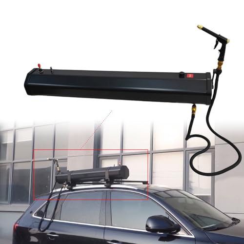 Mustrod 8 Gallon Pressurized Water Tank Road Camping Shower Roof Rack Mounted Off-Road Shower with High Pressure Water Gun Spray Head for Camping Water Storage and Outdoor Activities