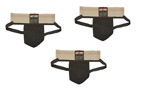 SafeTGard 3 Pack Special Adult Athletic Supporter Without Pocket (Black/Gray, Medium)