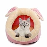 Cat Beds for Indoor Cats - Small Dog Bed with Anti-Slip Bottom, Rabbit-Shaped Cat/Small Dog Cave wit