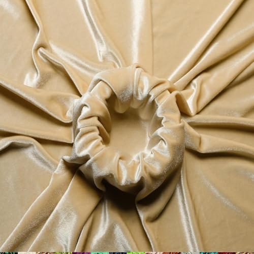Image of Amazon Brand - Umi 5 Mtr Multi Purpose Velvet Fabric Cloth for Decoration, Trousseau Packing, Party Hall, Bouquet, Gift Packing, Decor, Pooja Room (5 Mtr, Beige), Solid