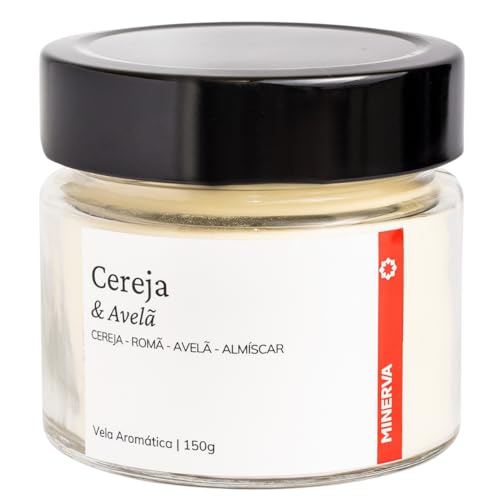 MINERVA - Vela Aromatica Perfumada Aromatizada Artesanal Aroma Doce Cereja e Avela - 150g
