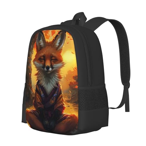 Commuter Unisex Fox Meditating Autumn Backpack Spacious Compartments for Work Essentials Casual Outings & Trips 17 Inch2