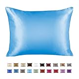 ShopBedding Luxury Satin Pillowcase for Hair – Standard Satin Pillowcase with Zipper, Jewel Blue (1 per Pack) – Blissford