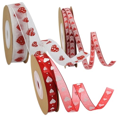 La mejor selección de Moños y cintas los mejores 10. 50 HAPINARY 3 Rollos cinta de diseño de corazón listones para moños cinta para el dia de san valentin decoración de la del día de san valentín de de lazo de bricolaje