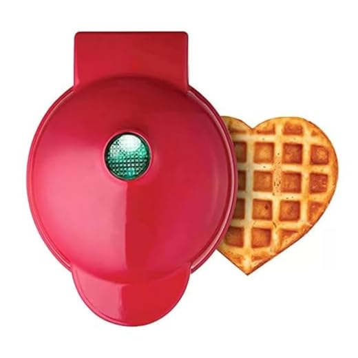 Mini Máquina de Waffle Formato Coração Elétrica p/Café da Manhã 220V (Vermelho)