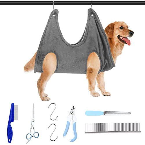 Haustierpflege-Hängematten-Set mit Hunde-Hängematten-Gurt-Tasche und 5-teiligem Haustier-Nageltrimmen, Haar-Kämmzubehör, Baden, Fellpflege, Wäscheständer für große oder kleine Hunde und Katzen Cover