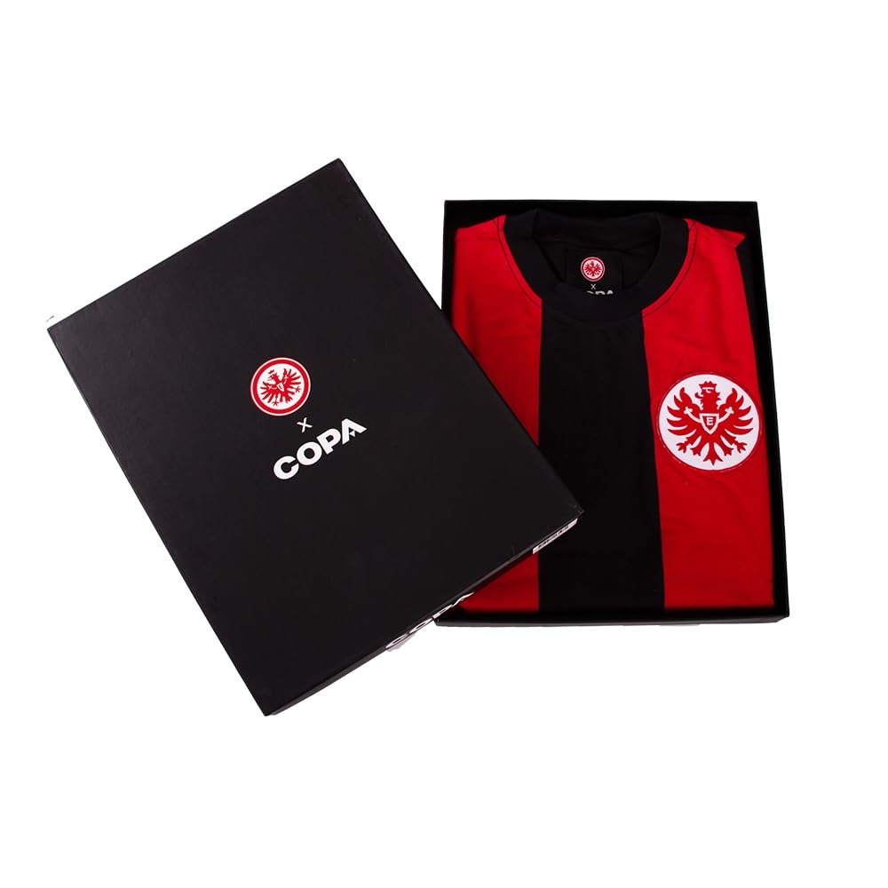 Copa - Camiseta de Fútbol - Hombre - Eintracht Frankfurt 1971/72 - Manga Corta - Rojo/Negro - 50% algodón - 50% poliéster