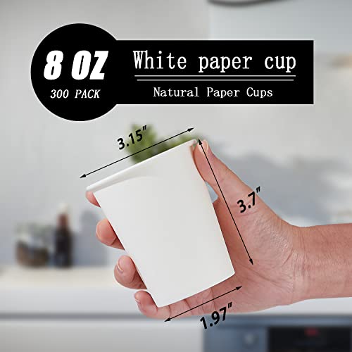 Siuq 300 Pack 8 Oz Paper Cups, Disposable Coffee Cups Without Bpa, Hot/Cold Beverage Drinking Cups For Water Juice, Perfect For Office Party Home (White) #TOP3