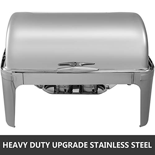 image for Mophorn 2 Packs Stainless Steel Roll Top Chafing Dishes 8 Quart Full S
