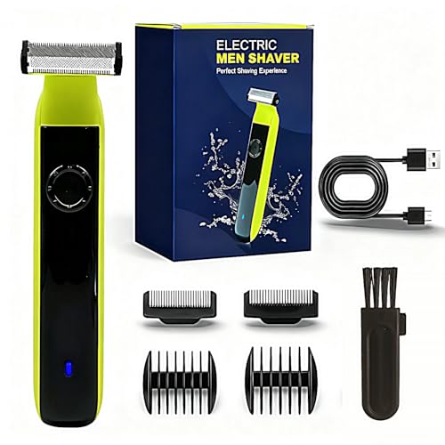 Rasoir multifonction électrique 360° sans fil jaune avec sabot réglable pour barbe et corps