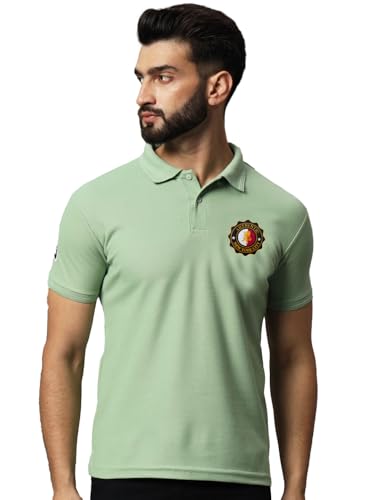 Image of Mens Solid Polo Neck Half Sleeve Tshirt-HB022-PISTA
