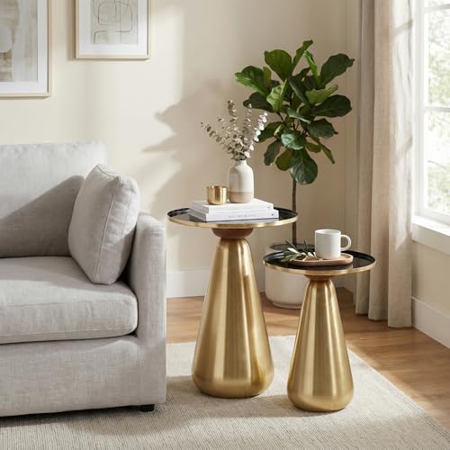 Image of Wakefit Modern Metal Nesting Side Tables (Set of 2), Round Coffee Tables for Living Room, Bedside Tables for Bedroom, Stylish Space-Saving End Tables