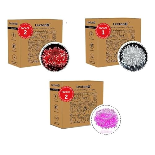 Lexton Love Combo of 2Pcs Red, 2Pcs Pink & 1Pcs White 40 LED String Light | Decoration Lighting Bulbs Ladi for Diwali, Christmas, Eid, Birthday, Wedding | Suitable Indoor & Outdoor (Set of 5)