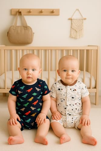Image of TuddyBuddy 100% Cotton Romper /Jumpsuit /Bodysuit Set for Baby (Pack of 2 Playsuits)