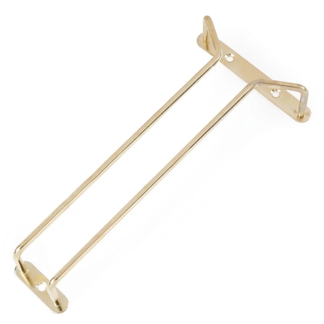 Beaumont Brass Wine Glass Rack Under Shelf 255mm/10 - Ceiling and Undercounter Mountable, Glassware Storage Accessory, Ideal for Bars and Restaurants
