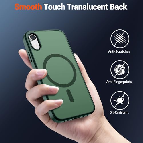 Image of SUPFINE Magnetic for iPhone XR Phone Case Forest Green | Translucent Matte, Compatible with MagSafe, Military Grade Drop Proof, Rugged Shockproof Protective