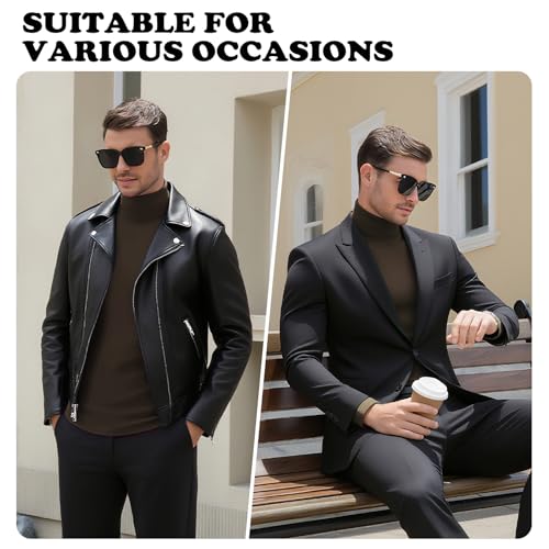 Image of Men's Turtleneck Casual Basic High Neck Long Sleeve T Shirts Half Neck Lightweight Pullover Sweater