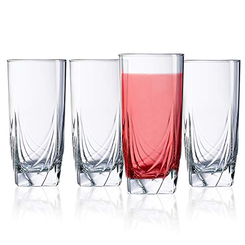 Set of 4 Drinking Glasses Heavy Base Durable Glass Cups - 4 Cooler Glasses 16oz Beautiful Glassware Set