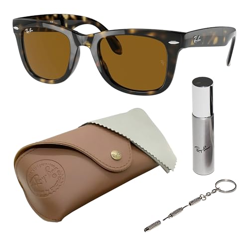 Image of Ray-Ban RB4105 WAYFARER FOLDING CLASSIC Square Shape Sunglasses for Men with Official Eyewear Kit