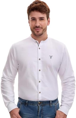 Goxozzy Trachtenhemd Herren Oktoberfest Langarm mit Knöpfen atmungsaktiv Baumwolle grün blau rot Kariertes Futter Größen XS-XXL