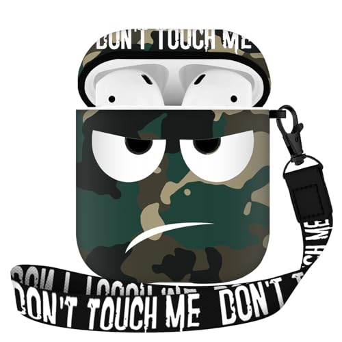 Image of for Airpods Case, Don't Touch Me for Airpods Cover with Keychain /Lanyard Soft Cute Shockproof Cover for Women Men Compatible with for Airpods 2 /1 Charging Case,Green