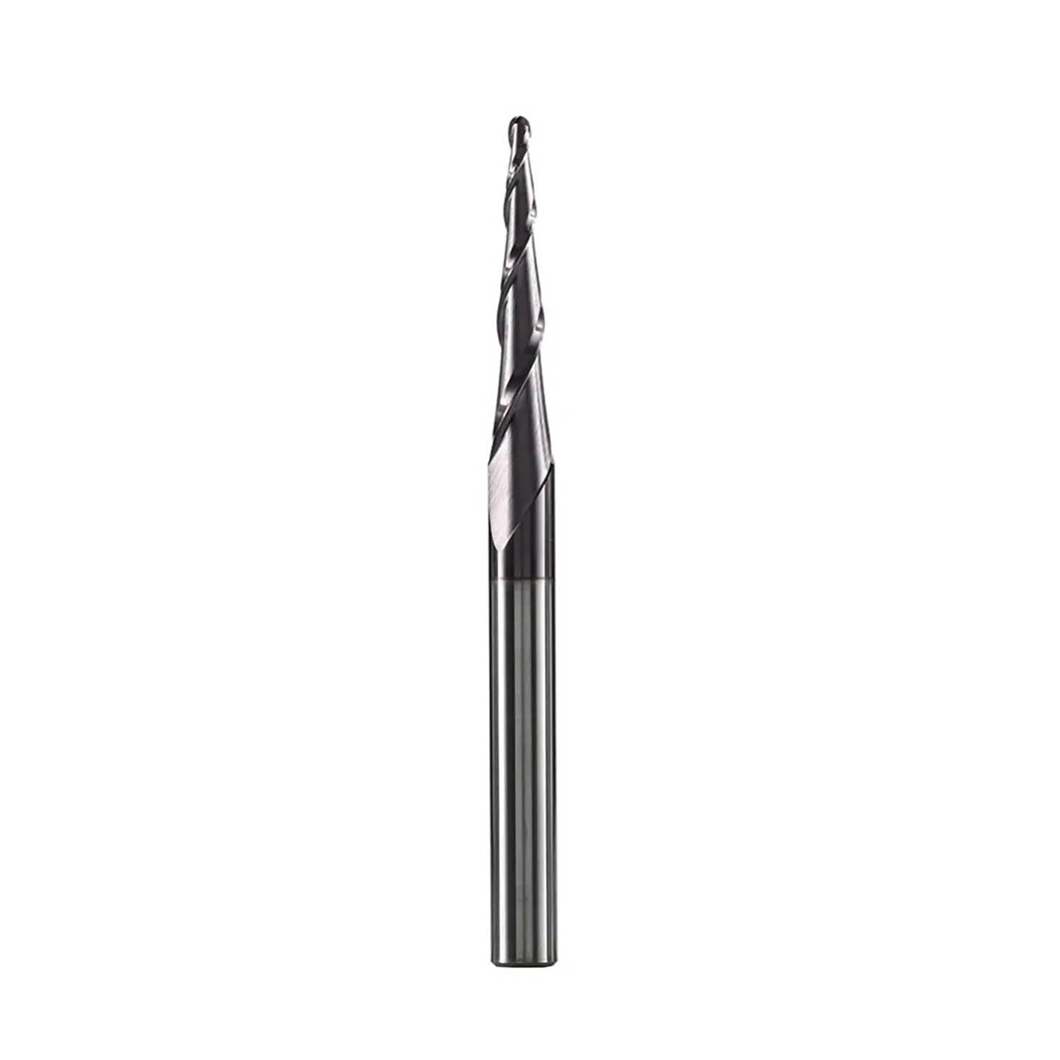 Fresa de extremo de carburo sólido de tungsteno, vástago de 4mm, 6mm y 8mm, punta de bola, fresas de extremo cónico, fresa cónica CNC for madera y Metal(R1.0-47-D8-TiAlN)