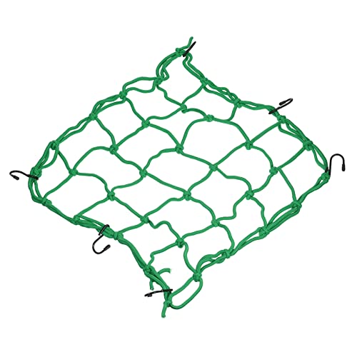 PATIKIL 15x15 Motorcycle Cargo Net, Luggage Debris Tie-Down Net Extendable Rubber Rope Cover with 6 Hooks for Travel Camping, Green