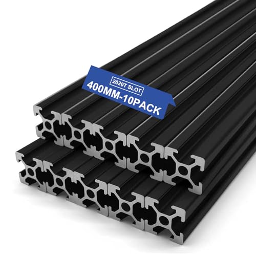 SeekLiny 10PCS T Slot 2020 Aluminum Extrusion European Standard 400mm(15.7’’) Length Anodized Extruded Aluminum for CNC DIY 3D Printer and Industrial Bracket Making