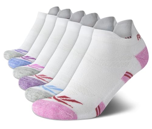 Reebok Womens Ankle Socks - 6 Pack Half Terry Performance Low Cut Athletic Socks for Women with Anti-Blister Heel Tab (4-10)
