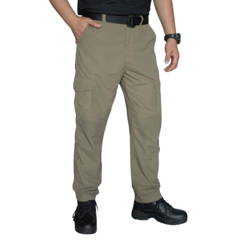 Men's Quick-Dry Outdoor Cargo Pants – Breathable, Stretchable, Windproof & Waterproof Cotton Fleece Trousers Khaki-image-18