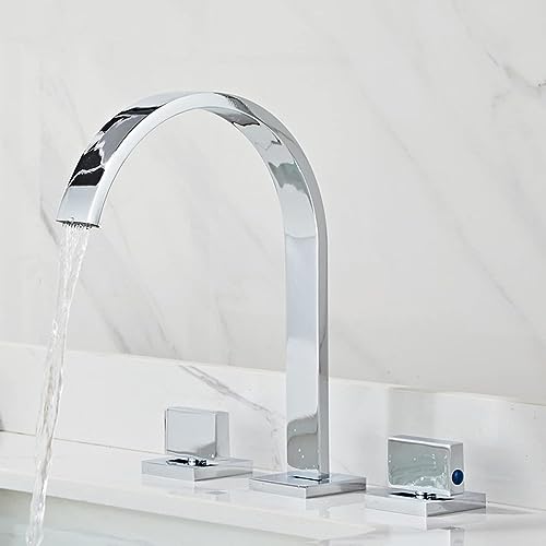 Robinets de salle de bain 3 trous cascade mitigeur de vanité cuivre chrome