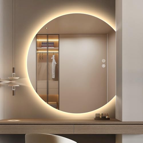 Niccy Round LED Bathroom Mirrors Half Circle Backlit Mirror 28