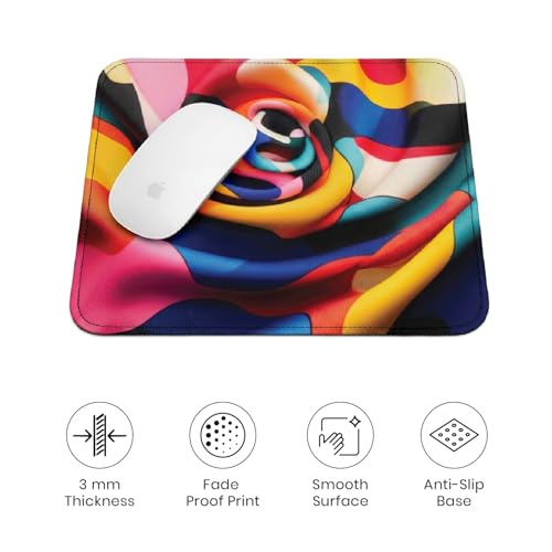 Image of Premium Non-Slip Mouse Pad | Smooth Surface for Optical & Laser Mice | Anti-Skid Rubber Base | Office, Home & Gaming | Colorful Swirl Design | Standard Size