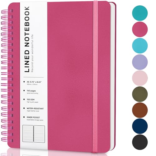 Cahier A5 ligné Deeppink pour organiser vos journées de travail et de cours à l'école avec style