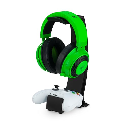 Design a doppia funzione: un accessorio progettato con cura che combina un elegante gancio per cuffie con un robusto sedile per controller, rendendolo una soluzione ideale per organizzare la tua attrezzatura da gioco e audio essenziale in un unico posto conveniente.