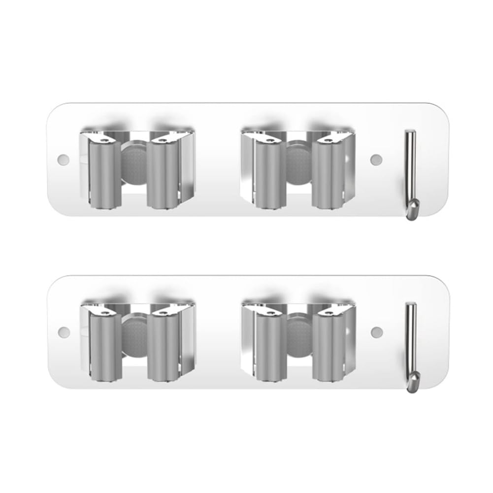 CTRLZS Wall Mounted Stainless Steel Mop Broom Holder, Mop Broom Organizer, Heavy Duty Mop Hooks, 2PCS