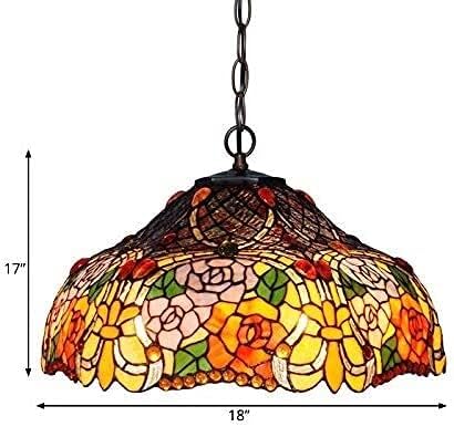 Scpantkend Hanglamp, gebrandschilderd glas Kroonluchter Lamp Tiffany Stijlvolle 3 Lichten Bronzen Plafond Suspension Lamp (Color : Yellow) photo 2
