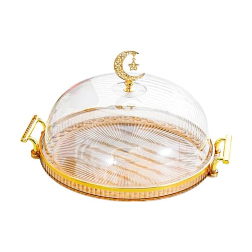 AMSLSIU Soporte para tarta con base y tapa, para tarta con base para de queso, galletas y postres, Ámbar, S