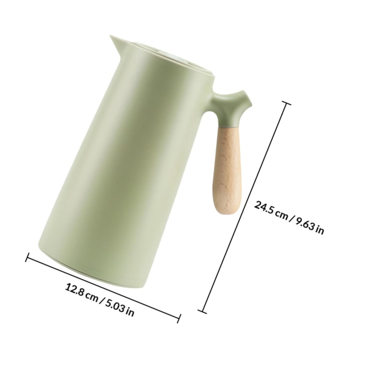 1 liter Isolierflasche mit Holzgriff Doppelwandige Thermoskanne für Kaffee Tee Wärmeisoliert Bpa Frei für Haushalt Büro und Reisen