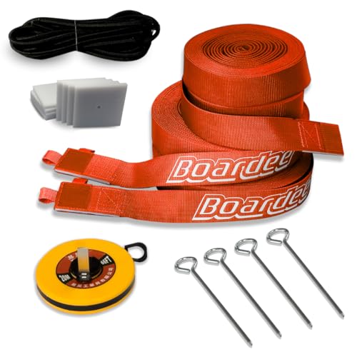 Boardee Professional Beach Volleyball Court Lines – Adjustable (26.3' x 52.6' or 29.5' x 59.05') – 2-Inch Wide Durable Sand Boundary Lines with Double-Function Hook & Loop System – Red