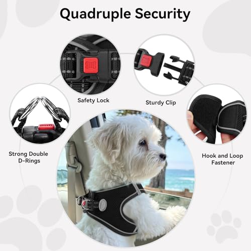 Joytale Hundegeschirr, Reflektierend Weich Gepolstert Hunde Geschirr, Air-Mesh Atmungsaktiv Brustgeschirr für Mittelgroße Hunde, XL, Schwarz